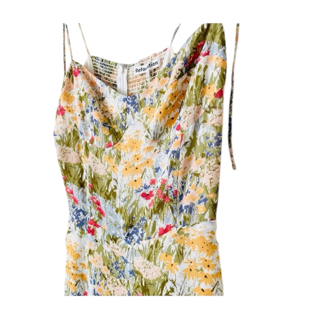 REFORMATION Kourtney Floral Sleeveless High Slit Midi Dress Size 6P NWT - Picture 13 of 16